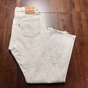 Levi's 501 Jeans Mens 36 (fits 34x31) Gray Button Fly Straight Fit Denim Pants